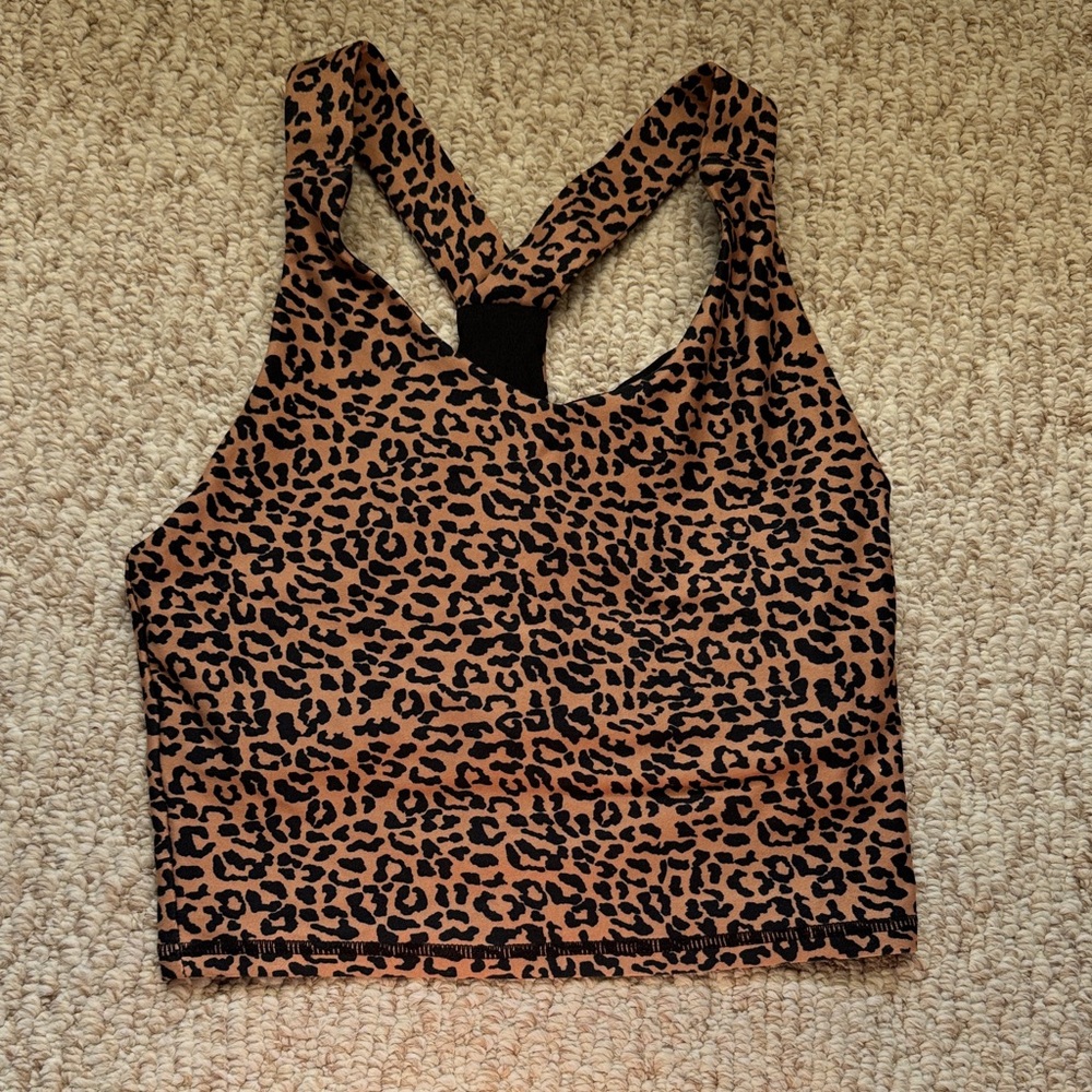 Kyodan Leopard Print Crop Top - Black and Brown